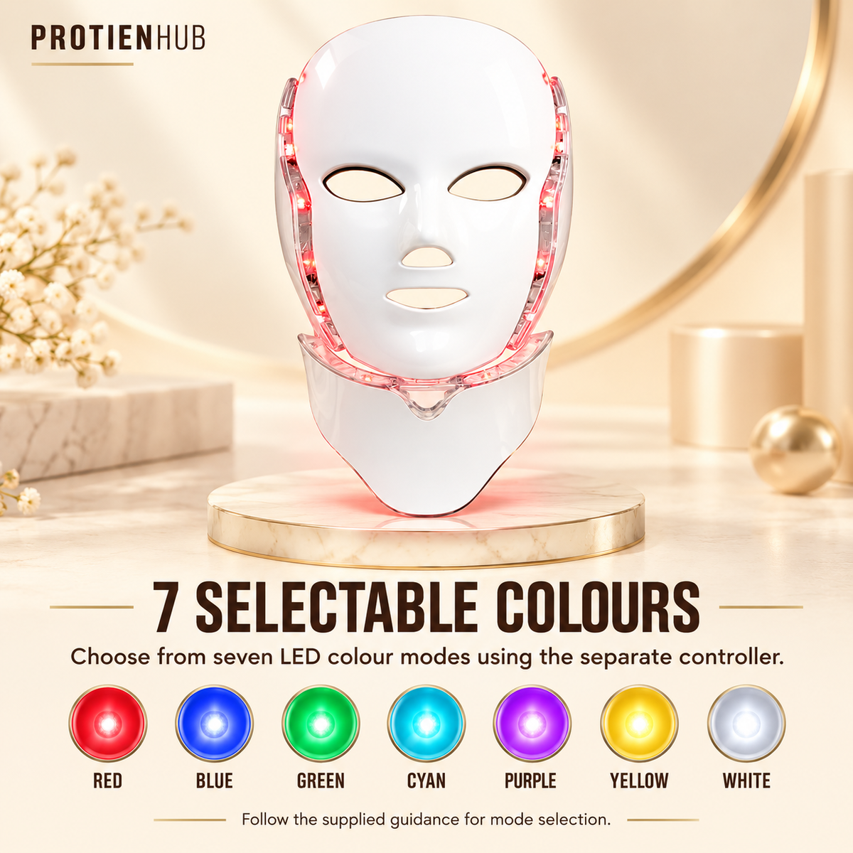 7-Colour LED Face & Neck Mask – Protien Hub