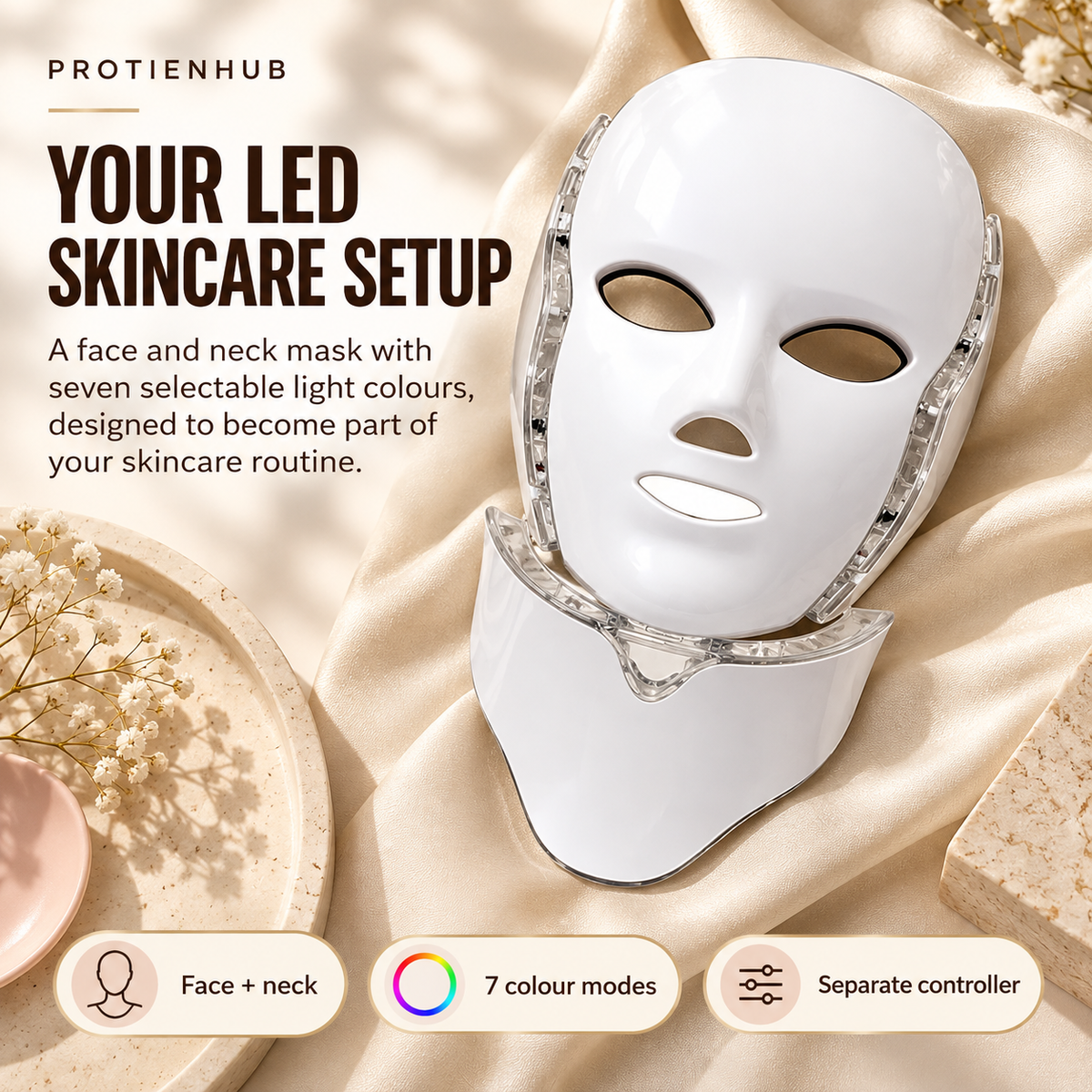 7-Colour LED Face & Neck Mask – Protien Hub