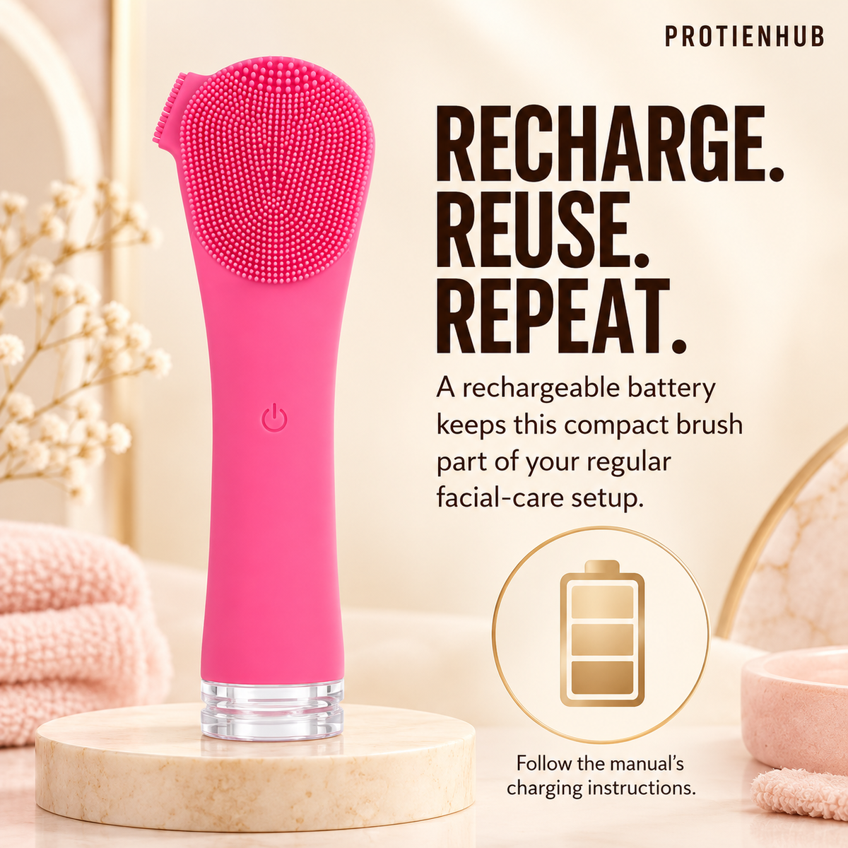 Rechargeable Silicone Face Brush – Protien Hub
